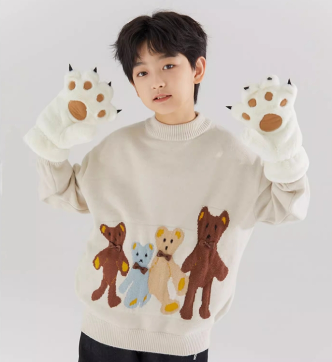 Children's Cute Bear Pullover Sweater