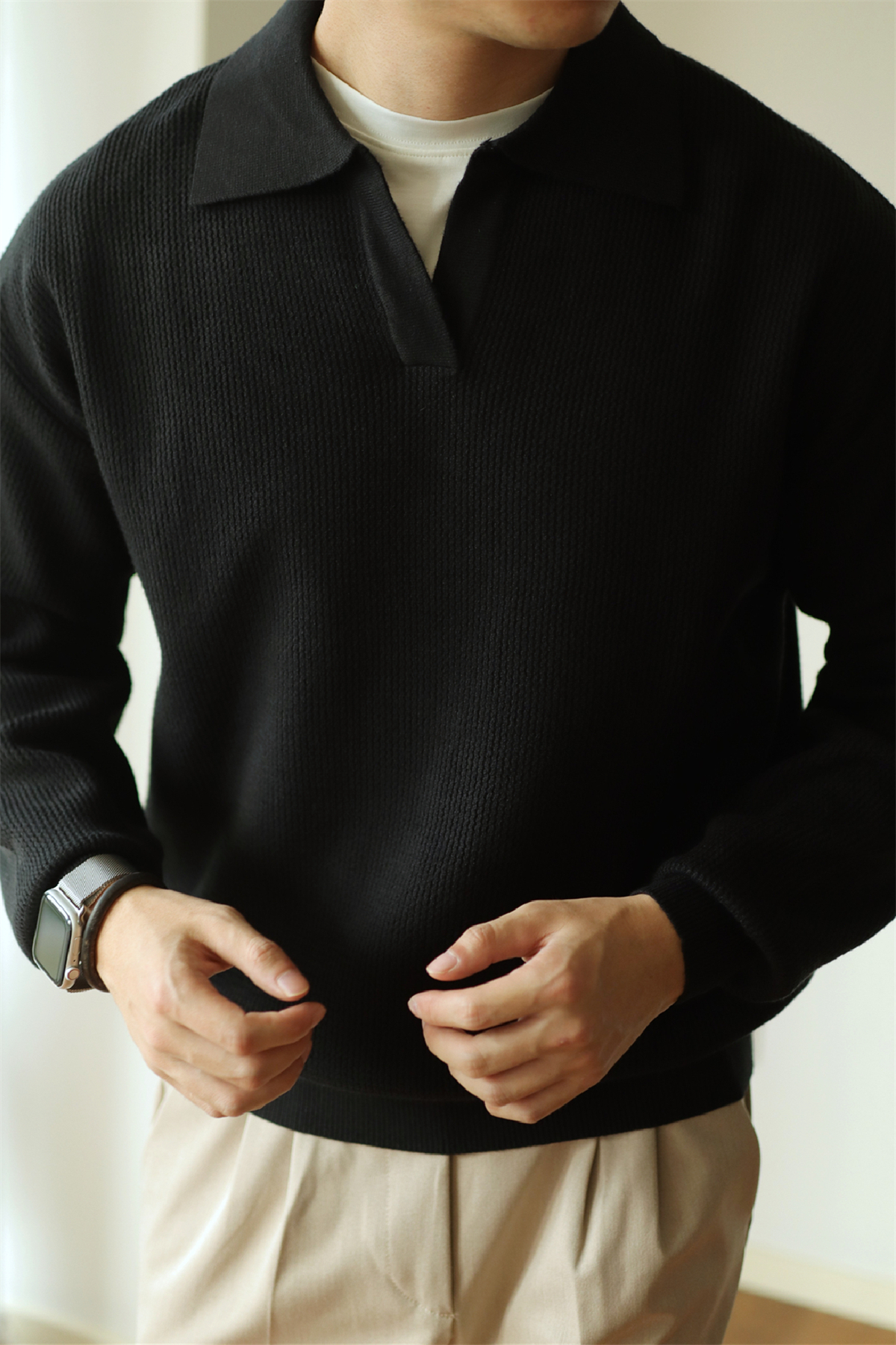 Men's Long Sleeve Lapel Sweater