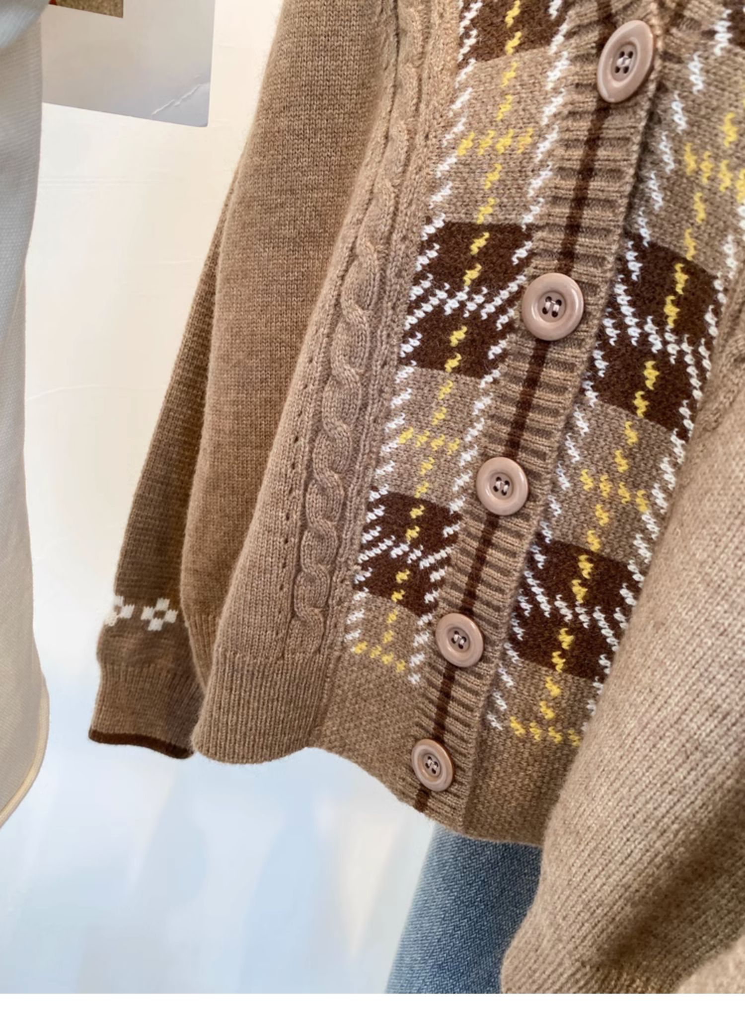 Vintage brown women Sweater Cardigan