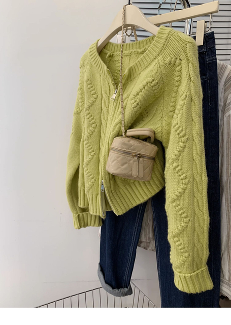 Women's Double Zipper Sweater Yellow