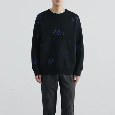 Men's Black Jacquard Sweater