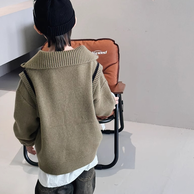 Boys' Brown Long Sleeve Sweater