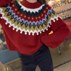 Vintage Jacquard Red Christmas Sweater