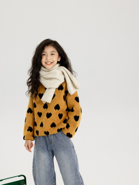 Girls' Jacquard Knit Pullover Sweater