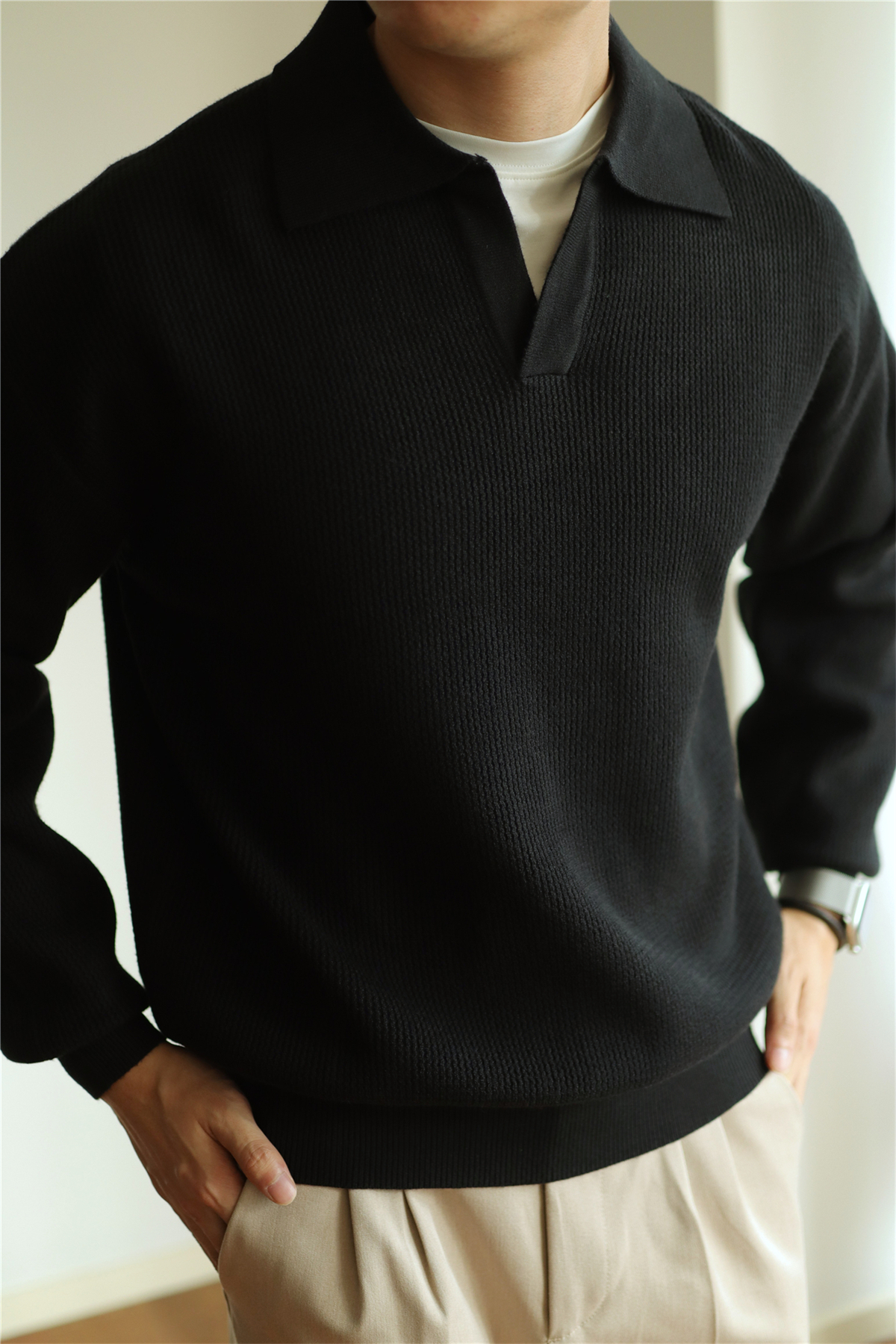 Men's Lapel Sweater