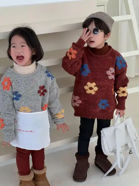 Children's Sweaters Korean Flower