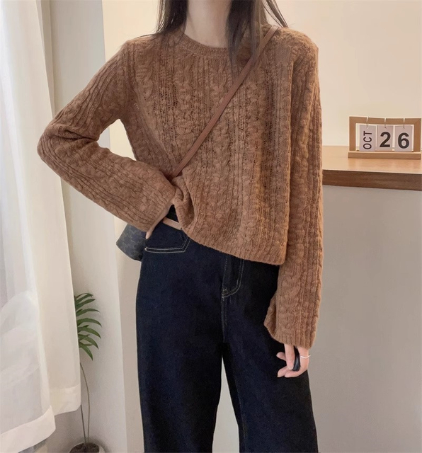 All Wool Knitted Short Sweater Women