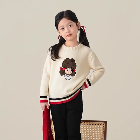 Girls' Long Sleeve Crew Neck Sweater