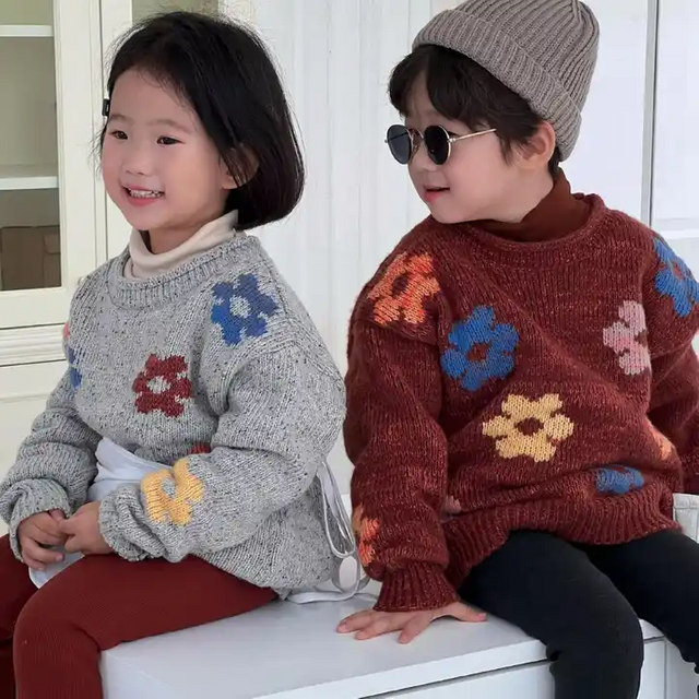 Children's Sweaters Korean Flower