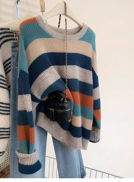 Women's Winter Striped Pullover Sweater