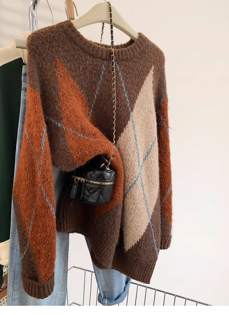 Diamond Colorblocking Women's Sweater