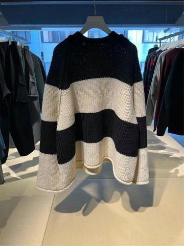 Black And White Striped Ladies Sweater