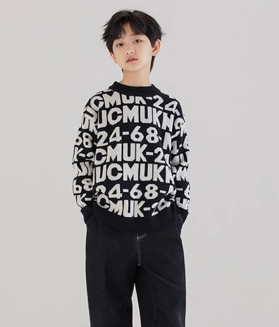 Boy's Chic Crew Neck Knit Sweater