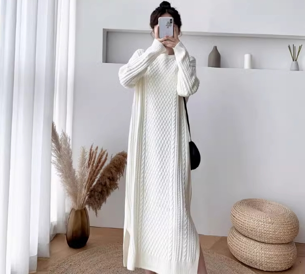 Knitted Sweater Long Dress