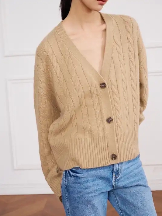 V Neck Wool Cashmere Women's Sweaters
