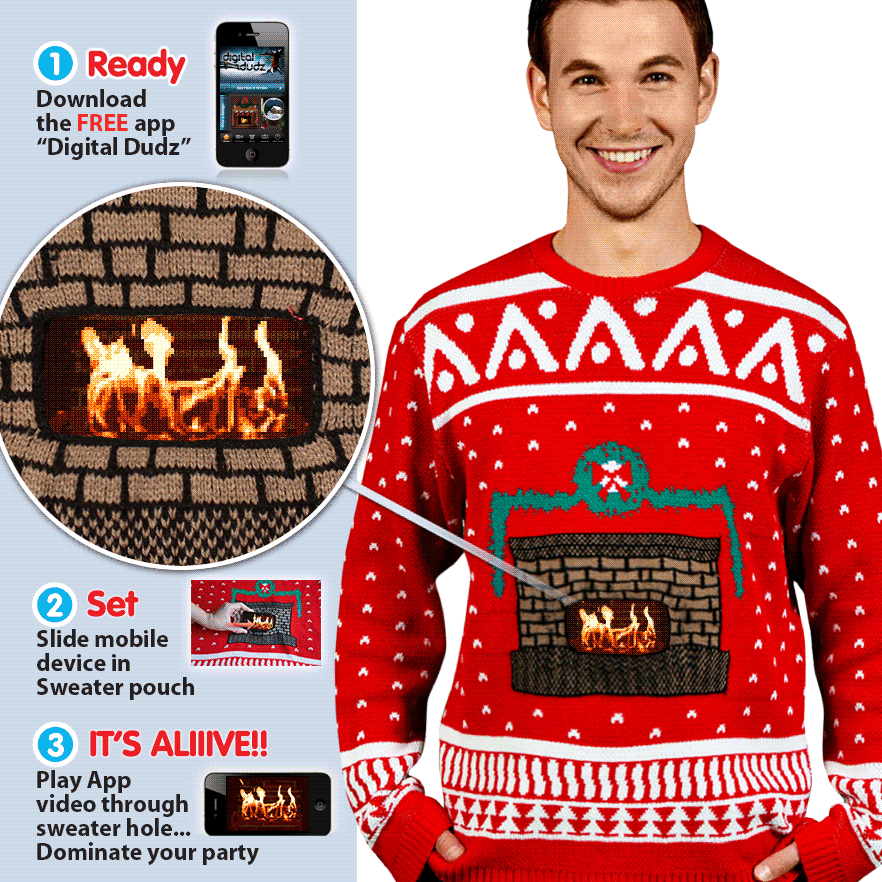 Crackling Flame Digital Sweater Ugly Christmas